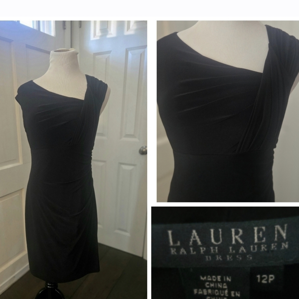 Lauren Ralph Lauren Midnight One-Shoulder Dress